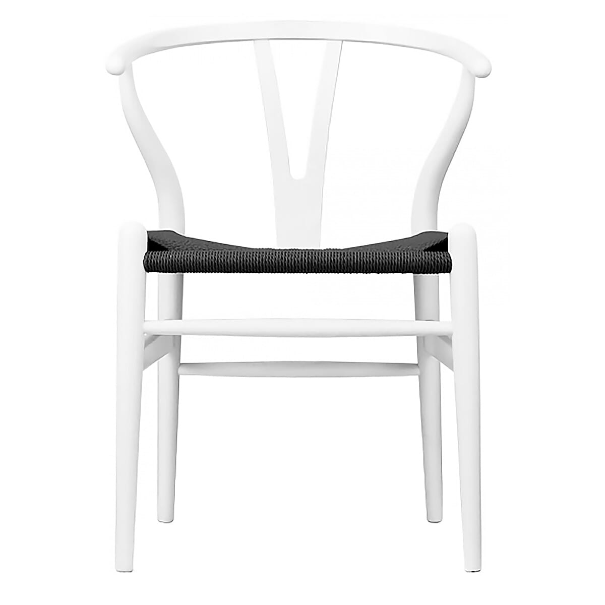 Scandi Chair  Beech Painted White Closed Pore and Black Cord