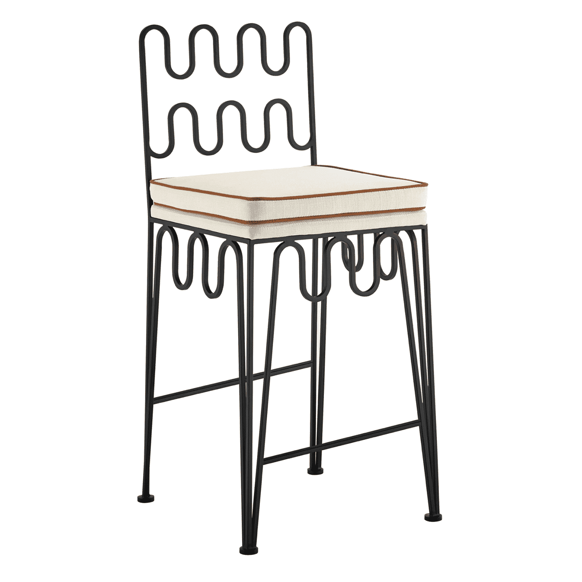 Wabi-Sabi Wave Sculptural Metal Stool